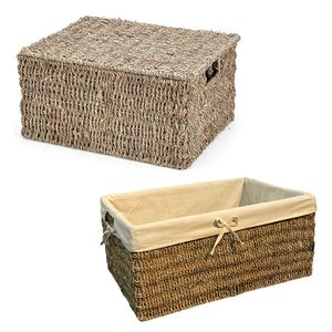 PHU HAO Premium Eco-Friendly Wicker SEAGRASS <b>Storage</b> <b>Basket</b> <b>with</b> Metal Frame deal for <b>Shelf</b>, Closet and Wardrobe Organization - Product Image 1