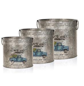 Maceta Redonda de Hierro Galvanizado con Asa de Cuerda para Hogar, Jardín, Patio, Macetas Decorativas para Flores - Product Image 3