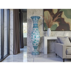 Traditional <b>Ceramic</b> Floor <b>Vase</b> Blue White Floral Pattern 24 Inches High Exquisite Durable Decor - Product Image 5