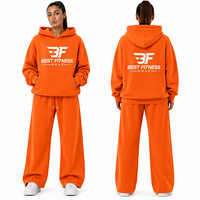 Ensemble de survêtement d'hiver pour femme, luxueux, uni, coupe ample, avec logo personnalisé, en molleton technique de coton, comprenant un sweat à capuche oversize et un pantalon de jogging, deux pièces