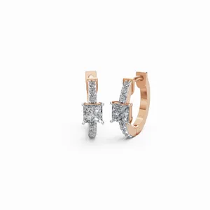 Pendientes de Diamantes con Diseño Elegante, Corte Princesa y Forma Redonda, para Boda y Compromiso, para Mujer - Product Image 4