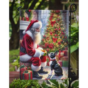 Boston Terrier Santa Claus jardín bandera Multicolor decorativo patio y césped signo para Patio ilustraciones flores camas Banner buzón Decoración - Product Image 3