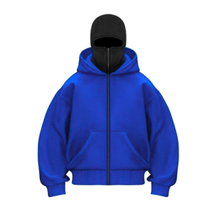 Custom Winter Balaclava Hoodie OEM Oversized Streetwear Pullover Wholesale Heavyweight Cotton <b>Velour</b> Waterproof <b>Sweatshirt</b> Men - Product Image 5