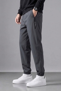 Nouveau pantalon de survêtement décontracté gris pour homme, taille élastique, anti-boulochage, léger, avec cordon de serrage et poches latérales, idéal pour l'automne - Product Image 3