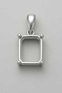 Support de pendentif octogonal en argent sterling 925, 8x10mm, semi-monture pour pierre précieuse solitaire, bijoux fins - Product Image 2