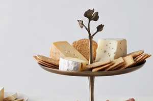Premium Two-Tier Metal <b>Cake</b> <b>Stand</b> With Ginkgo Leaf Design Handmade Round Serving Tray For Tabletop Display - Product Image 3