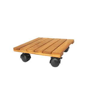Soporte para Macetas de Madera Natural Sólida con Ruedas, Base Rodante para Plantas, Hecho en Vietnam - Product Image 1