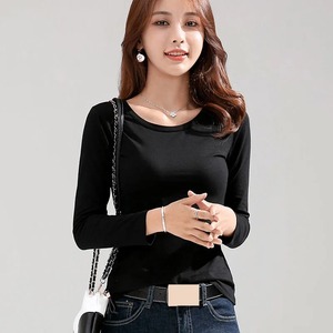 Nouveau T-shirt pour femme, coupe slim, 95% coton pur, T-shirt pour femme à manches longues, hauts fins blancs pour femme, t-shirts pour femme - Product Image 4