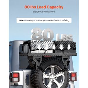 Cestello Portaoggetti per Ruota di Scorta per Jeep Wrangler JK JL TJ YJ CJ 1976-2024, per Pneumatici da 30-40 Pollici, Capacità di Carico 80 Libbre - Product Image 3