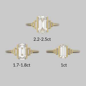 แหวนหมั้นเพชรทรงเอเมอรัลด์สำหรับผู้หญิง ทองคำแท้ 14K สไตล์คลาสสิก รับรองโดย IGI - Product Image 5