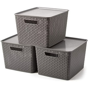 OEM Multi-Functional Household Storage <b>Basket</b> Eco-Friendly Injection <b>Plastic</b> Handle Rectangle Clothing Organizer for Wholesale - Product Image 5