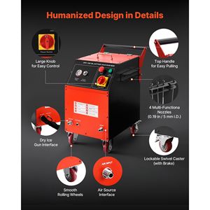 Macchina per Sabbiatura a Ghiaccio Secco, Capacità 11 LBS (5 KG), 4 Ugelli, Pressione e Quantità di Ghiaccio Secco Regolabili - Product Image 6