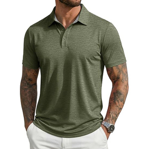 Camisa de Manga Corta para Hombre, Color Azul Claro, Cuello Redondo, Tejido de Poliéster, Informal, Transpirable, de Secado Rápido, Corte Oxford - Product Image 1