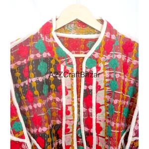 Handmade Indian <b>Kantha</b> 100% Cotton <b>Jacket</b> for Women Boho Patchwork Winter Wear Vintage <b>Jackets</b> For Winter Wear - Product Image 2