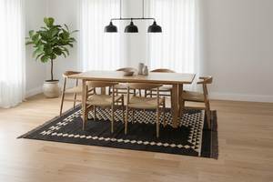 พรมคิลิมทอมือจากขนสัตว์สีดำและปอกระเจา – พรมลายเรขาคณิตแบบทอเรียบ เป็นมิตรกับสิ่งแวดล้อม เหมาะสำหรับห้องนั่งเล่น ห้องครัว ทางเดิน และตกแต่งบ้าน - Product Image 5