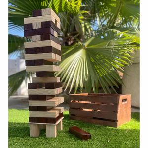 Jeu de Tour de Blocs Géante en Bois Premium, Blocs d'Empilage Sûrs en Pin pour Fêtes en Plein Air et Amusements en Jardin, Valise de Transport Incluse - Product Image 1
