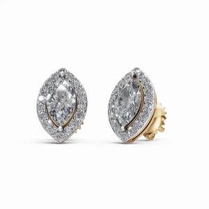 Boucles d'oreilles en or blanc avec diamants taille marquise, diamants naturels certifiés GIA, style classique pour mariage féminin - Product Image 4