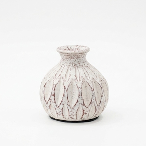 Colegio M Mini vase en terre cuite rustique blanc cassé, pot à bourgeons en argile artisanal, récipient décoratif en céramique pour table - Product Image 1