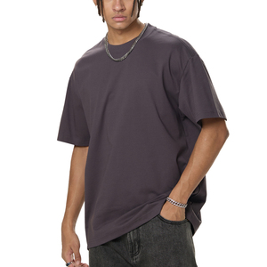 Heavyweight 300GSM 100% Cotton Custom Logo Plain Blank Men's Screen Print T-shirts Oversized <b>Drop</b> Shoulder T-shirt for Men - Product Image 4