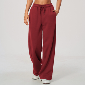 Winter <b>Fleece</b> Cotton Casual Breathable Soft New Vintage <b>Jogger</b> <b>Women</b> Side Pockets Loose Sport Fitness Hiking Wide Leg Sweatpants - Product Image 6