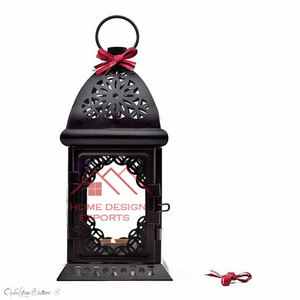 Lanterne à bougie en métal faite à la main, finition or et émail, porte-bougie hurricane - Product Image 4