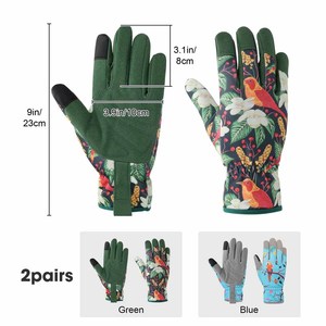 Gants de jardinage pour femmes de qualité supérieure, à écran tactile, avec manches longues, paume en cuir blanc, imprimé floral rose, pour la taille des roses - Product Image 2