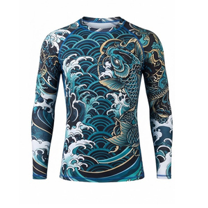 เสื้อรัดรูปแขนยาวสำหรับผู้ชาย ลายพิมพ์แบบ Heat-Transfer ป้องกันรังสียูวี UPF50 ลายแมงกะพรุน เสื้อกีฬา โพลีเอสเตอร์/สแปนเด็กซ์ - Product Image 5