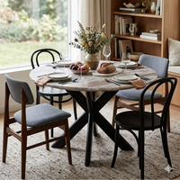 Table à manger ronde avec plateau en marbre et pieds pliants