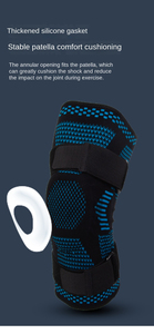 Genouillère de sport respirante à compression pour le fitness, unisexe, noire avec rayures bleues - Product Image 6