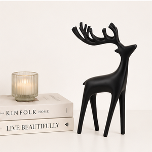 Handcrafted Nordic Style Black Reindeer Statue Elegant Christmas Elk Figurine For Living Room Mantle <b>Decor</b> Durable Resin Holiday - Product Image 2
