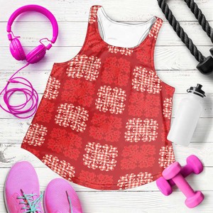 Custom Women's Red <b>Floral</b> Pattern Tank <b>Top</b> Scoop Neck Breathable Knitted Polyester Casual Style Digital Printing - Product Image 6