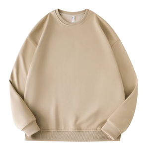Sweat-shirt à col rond pour femme, couleur unie, manches longues, en coton tricoté, décontracté, respirant, coupe classique, pour l'automne - Product Image 1