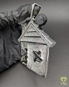 Colgante Personalizado con Incrustaciones de Piedras Moissanite con Apariencia de Diamante, Joyería Hip Hop - Product Image 3