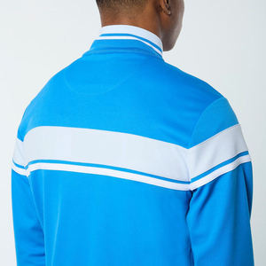 Ensemble de survêtement pour homme, bleu, à blocs de couleur, sweat-shirt et pantalon à fermeture éclair intégrale, coupe classique, respirant, style sportif, pour le printemps - Product Image 4