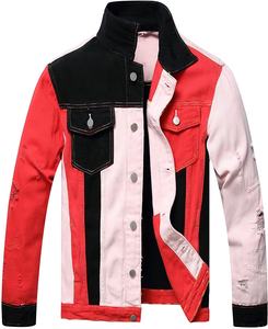 Vestes en jean multicolores 100% coton pour hommes, tenues de mode décontractées pour l'extérieur, conception de blocs de couleurs pour l'hiver - Product Image 2