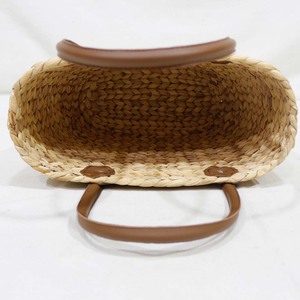 Sac fourre-tout en jacinthe d'eau tressé à la main, sac de plage estival en paille avec poignées en cuir - Product Image 3