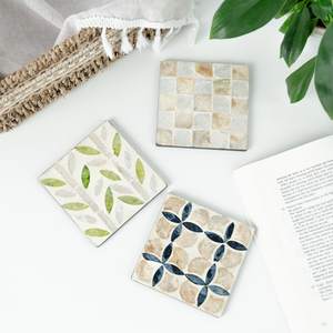 Sous-verres écologiques classiques faits à la main en coquillages ronds, décoration de table, couleur personnalisée - Product Image 6