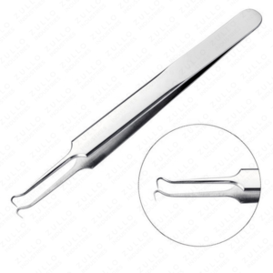 Pince à épiler pour points noirs et points blancs en acier inoxydable, courbée, extracteur d'imperfections et d'acné - Product Image 3