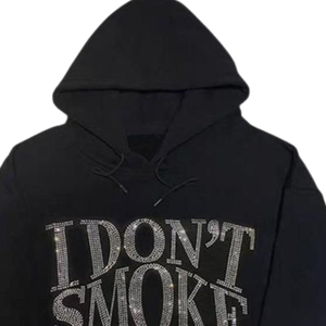 Sudadera con Capucha Personalizada de Estilo Urbano con Pedrería, Cristales Brillantes y Logotipo Bordado en la Parte Delantera, de Algodón Grueso para Invierno - Product Image 6