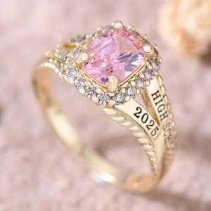 Anillo Escolar BOJ 038 Personalizado de Plata con Diamantes, Anillo de Graduación Universitario Unisex, Regalo para Fiestas y Ocasiones Especiales, Certificado - Product Image 3