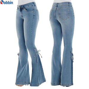 Jean évasé confortable pour femme, coupe skinny, taille haute, extensible, style bootcut, en denim, pour femme - Product Image 2