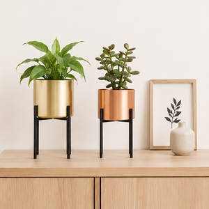 Ensemble de supports de plantes en métal de style moderne du milieu du siècle, fournisseurs d'usine, pots de fleurs décoratifs d'intérieur avec base robuste en fer noir - Product Image 4