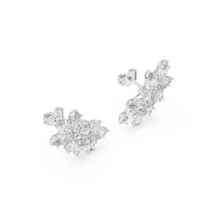 Statement <b>Climbers</b> Lab Grown Marquise Pear Diamonds Set 18KT White Gold Luxury <b>Earrings</b> for Party Events Daily Use - Product Image 2