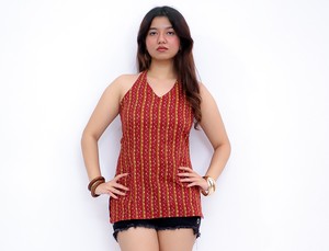 Titrit Pure Cotton Boho Style Tribal Striped Halter Neck <b>Corset</b> Kurti with Quick Dry Feature for <b>Wedding</b> - Product Image 1