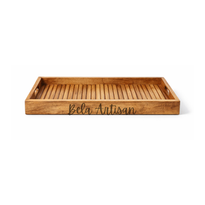 Bandeja Rectangular de Madera de Mango con Asas, Hecha a Mano, Biodegradable, No Tóxica y Duradera - Product Image 2