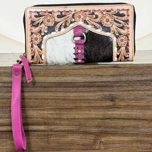 กระเป๋าคลัทช์ยาวทรงตะวันตกแบบใหม่ปี 2026 ป้องกัน RFID ความจุเยอะ สำหรับผู้หญิง ทำจากหนังแท้ ตกแต่งลายด้วยมือ พร้อมสายคล้องข้อมือ - Product Image 4