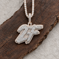 Pendentif personnalisé hip-hop avec initiale, micro-pavé, moissanite taille brillant, argent 925, mariage, luxe, tendance, vente en gros