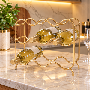 Estante para Botellas de Vino en Forma de U con Capacidad para 5 Botellas, Soporte de Metal Dorado para Exhibición y Almacenamiento en Barra o Mostrador de Restaurante - Product Image 4