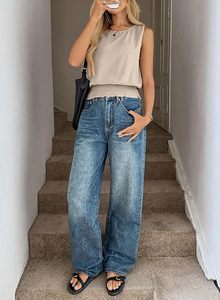 Débardeurs d'été pour femmes, sans manches, décontractés, style bohème, coupe ajustée, avec ourlet smocké - Product Image 3