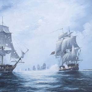 Impression sur toile de la bataille de Flamborough Head, peinture historique de bataille navale, art mural nautique, maritime, 89,15Lx3,3Wx59,7H cm - Product Image 4